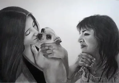 Retrato realista A3 de tres figuras
