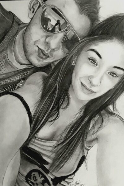 dibujos a lápiz Retrato realista amigos