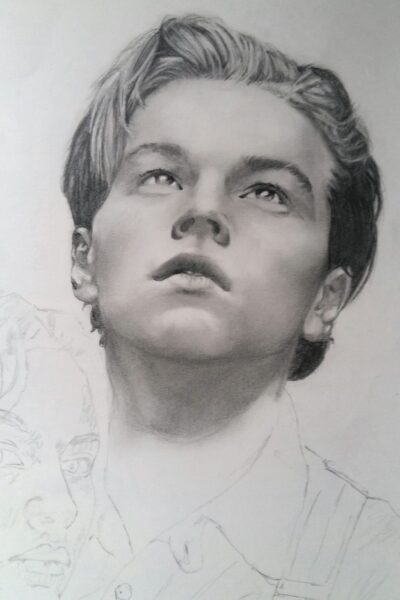 detalle de retrato a lápiz Titanic