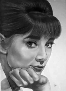 retrato realista famosos Audry Hepburn A1