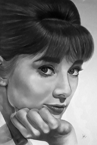 retrato realista famosos Audry Hepburn A1