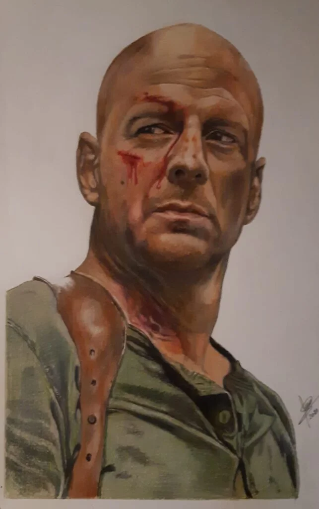 retrato realista l&aacute;pices de colores Bruce Willis. DIBUJO REALISTA
ARTALLAPIS JUAN