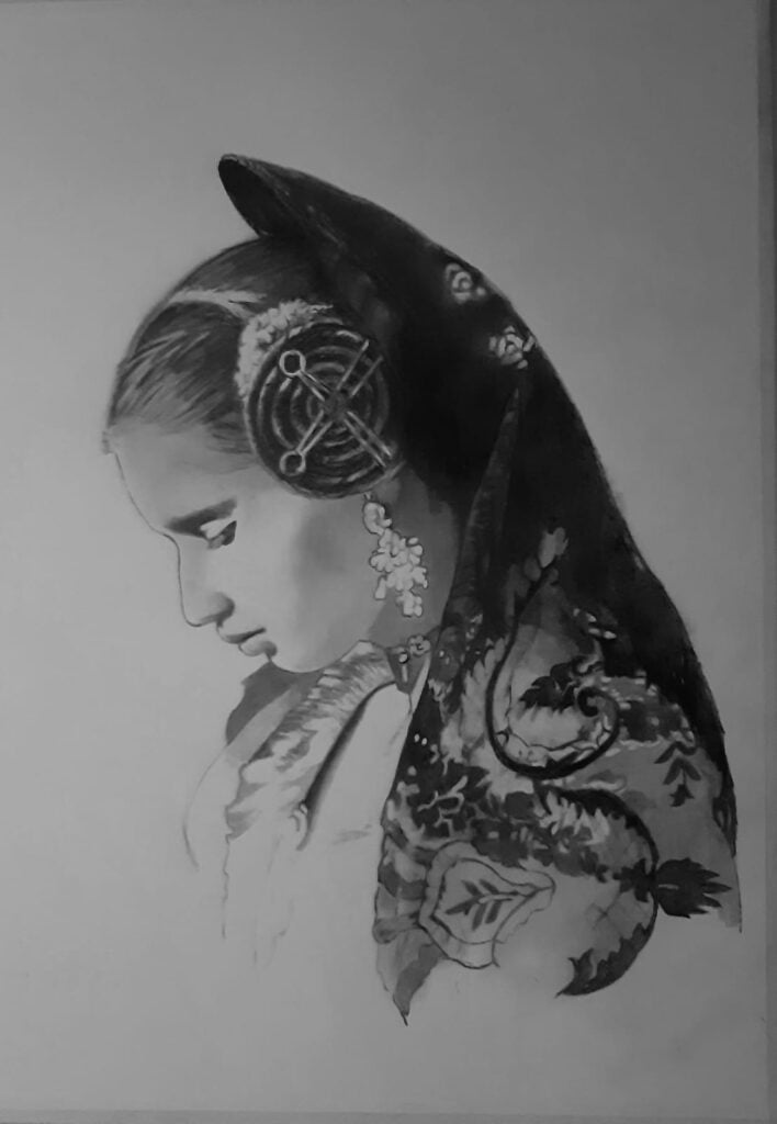 retraro fallera dibujos a l&aacute;piz