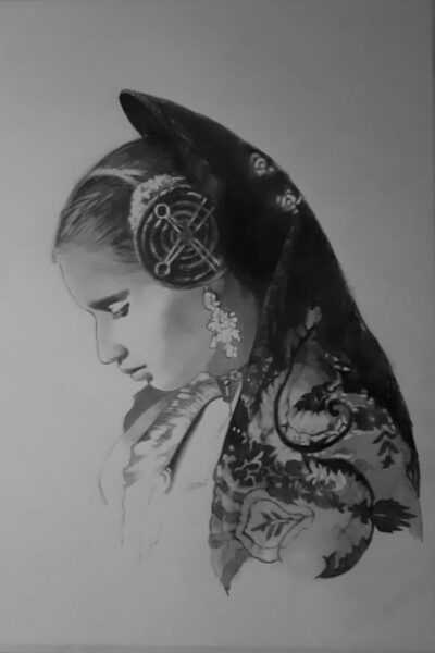 dibujos a lápiz retrato fallera