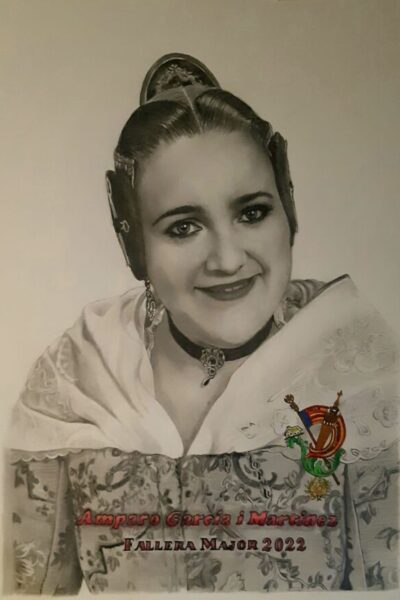 dibujos a lápiz, retrato realista de fallera
