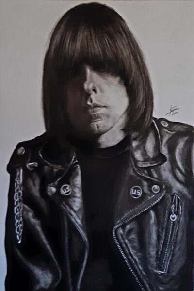 retrato carboncillo Jhonny Ramone