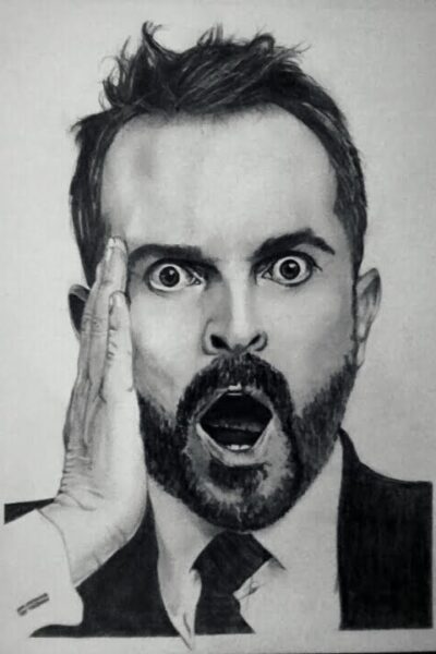 dibujos a lápiz , retrato realista Miguel Bose