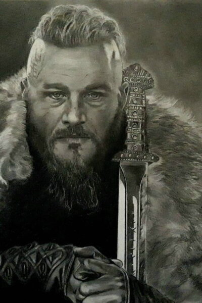 dibujo realista a lápiz Ragnar Lodbrook