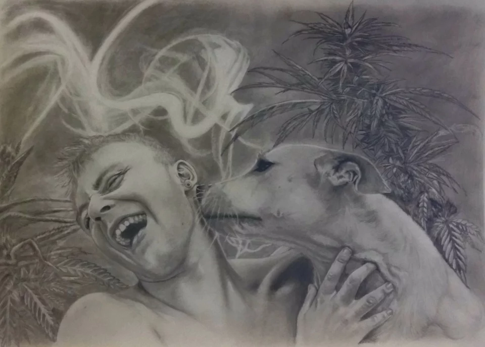 Retrato realista de mascota a lápiz grafito por Artallapis Juan