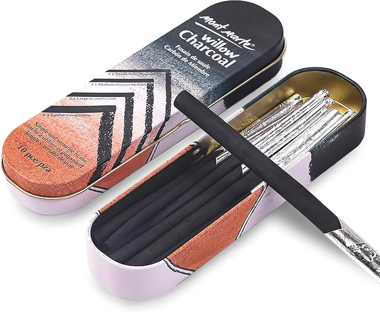 Mont Marte Juego de 10 l&aacute;pices de carb&oacute;n