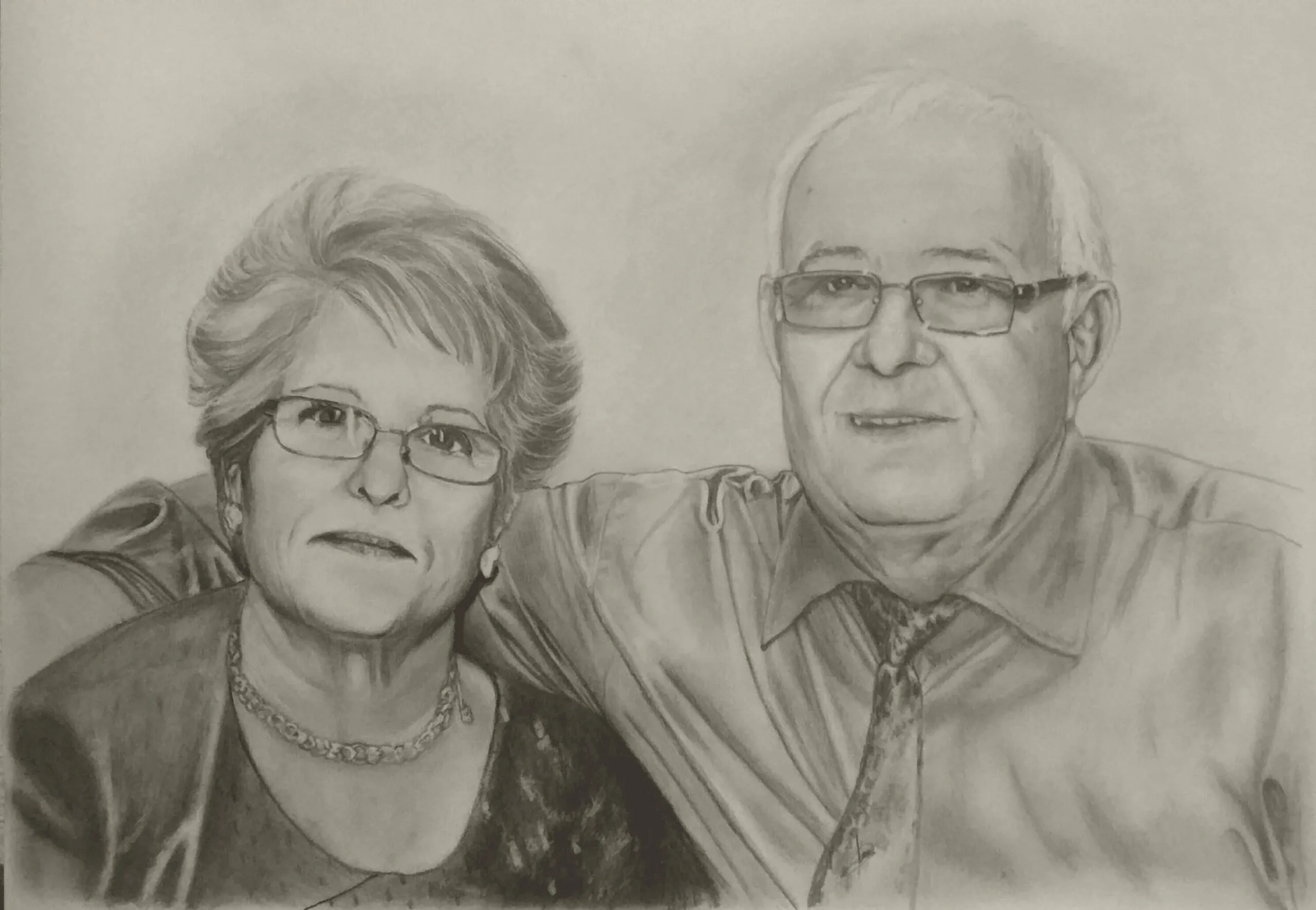 Retrato personalizado de pareja a lápiz grafito por Artallapis Juan