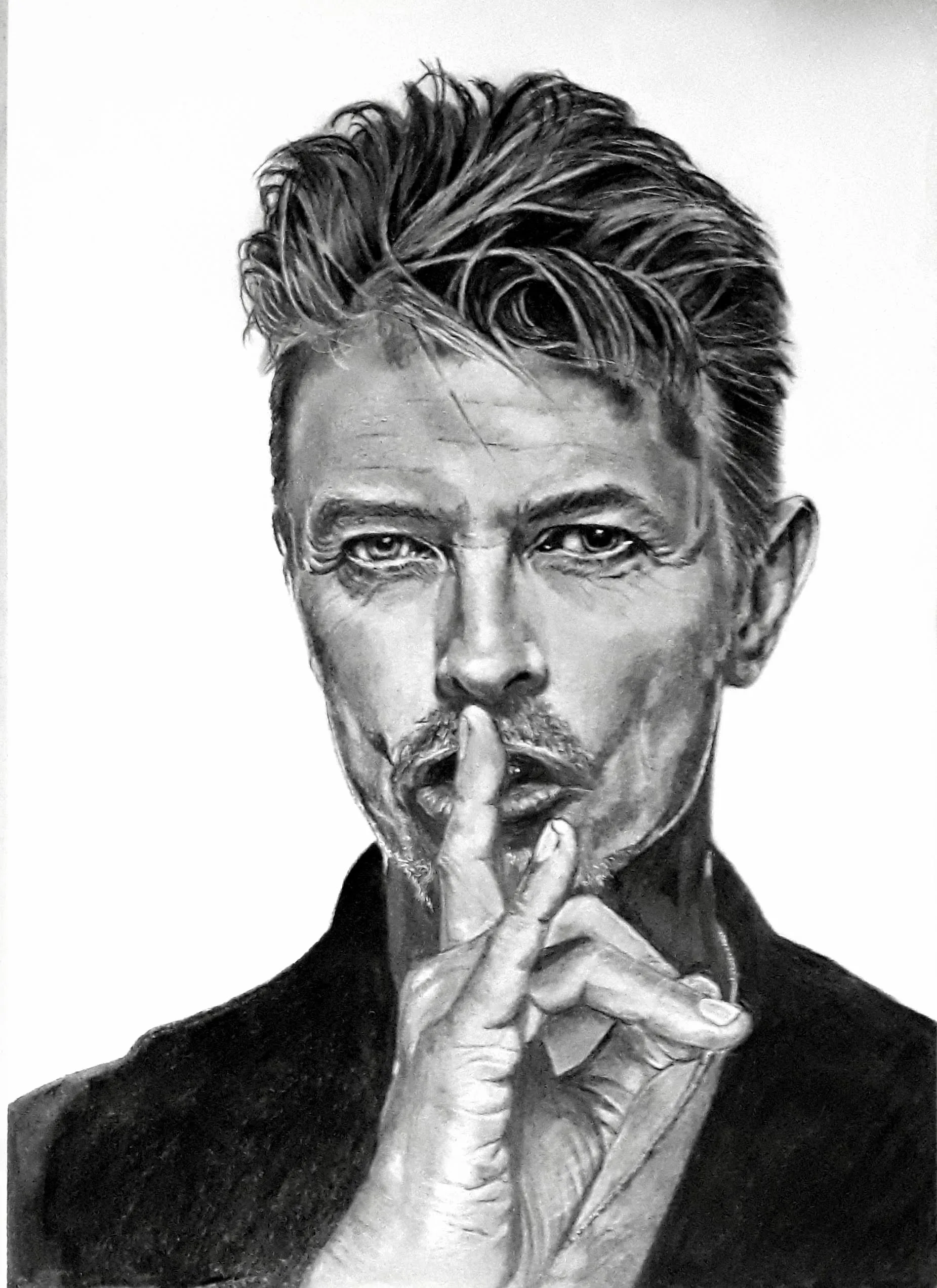 Retrato realista de David Bowie a l&aacute;piz de grafito tama&ntilde;o A3