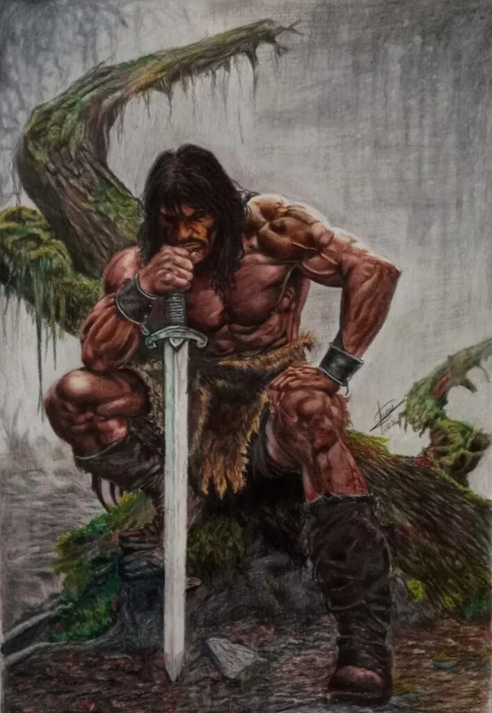 retrato conan de John Buscema por art a llapis juan