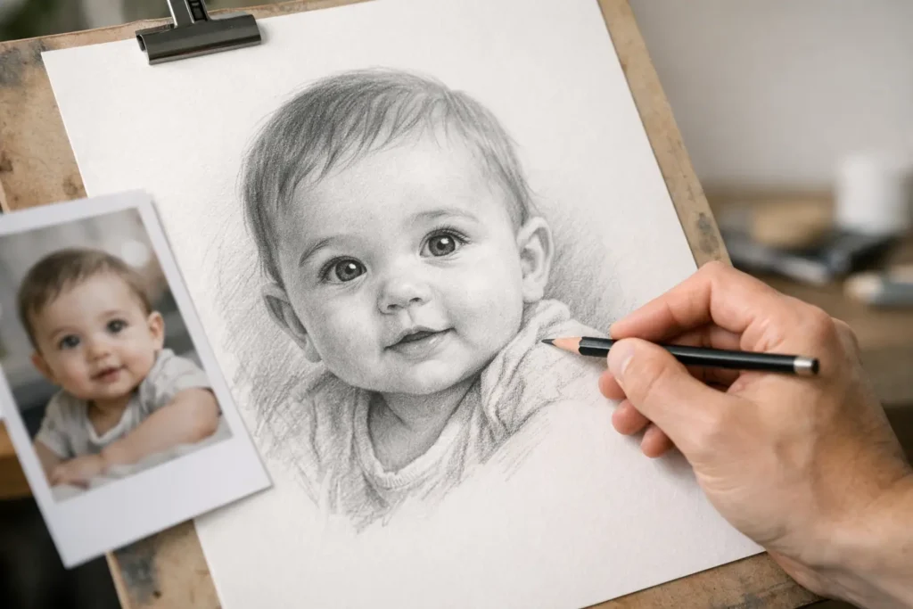 Retrato de bebé a lápiz: qué lo hace especial