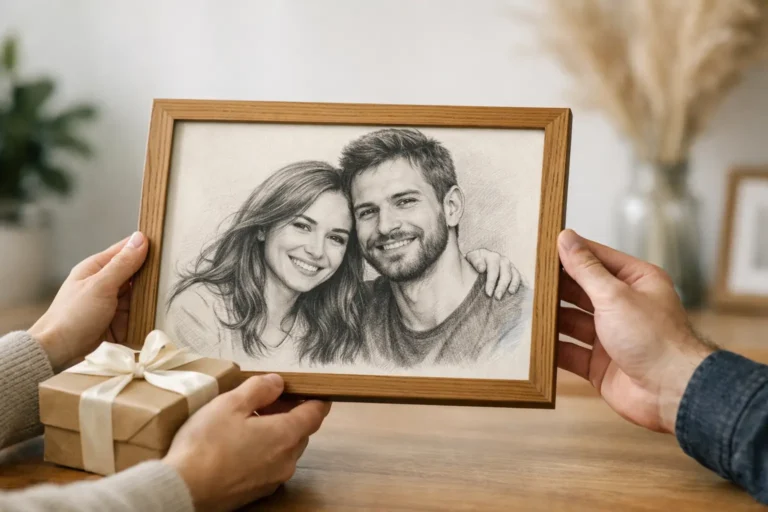 Regalar retrato dibujado personalizado: acierto